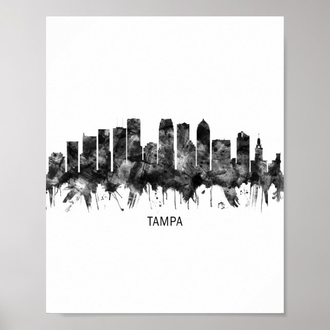 Tampa Florida Skyline BW Poster (Front)