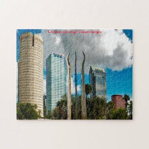 Tampa Florida Skyline. Christmas Greetings Jigsaw Puzzle