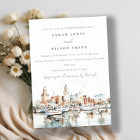 Tampa Florida Skyline Watercolor Couples Shower