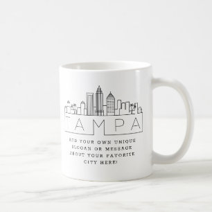 Tampa, Florida Stylized Skyline   Custom Slogan Coffee Mug