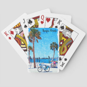 Tampa Florida Summer Watercolor Painting  Playing Cards