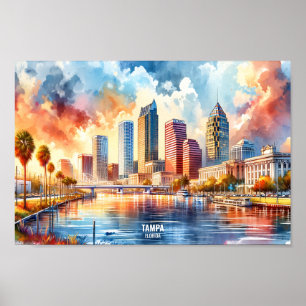 Tampa Florida USA Travel Places watercolor Poster