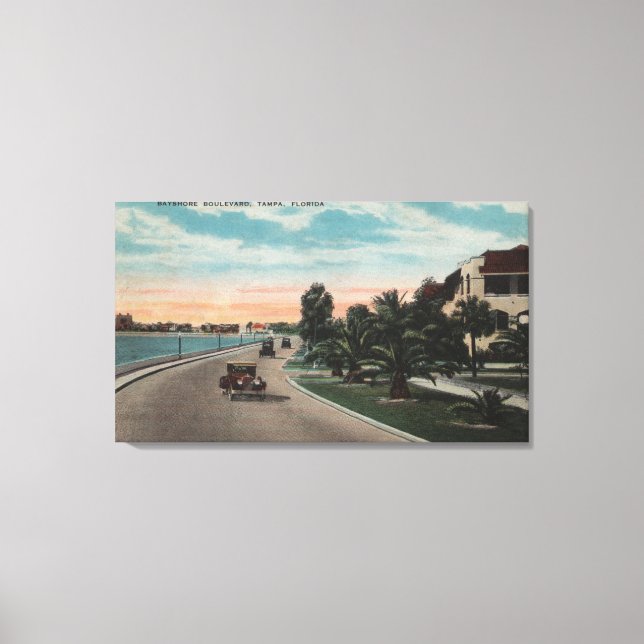 Tampa, Florida - View of Bayshore Blvd Canvas Print (Front)