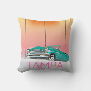 Tampa Florida Vintage style travel poster Throw Pillow