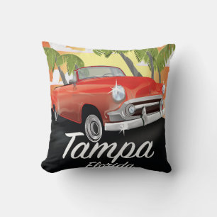 Tampa Florida vintage travel poster Throw Pillow
