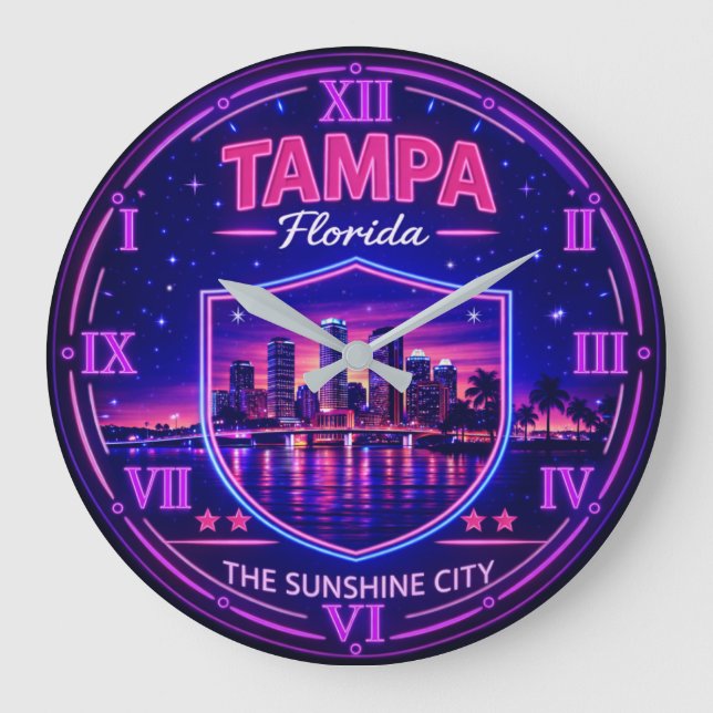 Tampa Florida Waterfront Skyline Large Clock (Front)