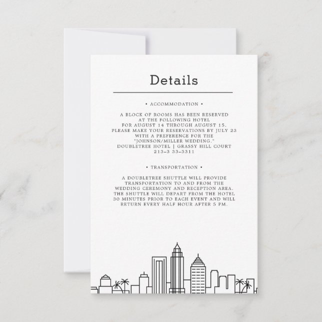Tampa, Florida Wedding | Guest Details Invitation (Front)