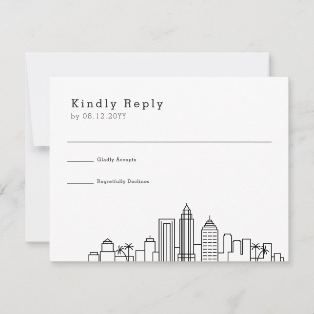 Tampa, Florida Wedding | Stylized Skyline RSVP Card (Front)