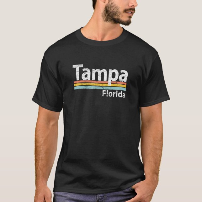 Tampa  Florida  Worn Retro Stripes  Classic T-Shirt (Front)