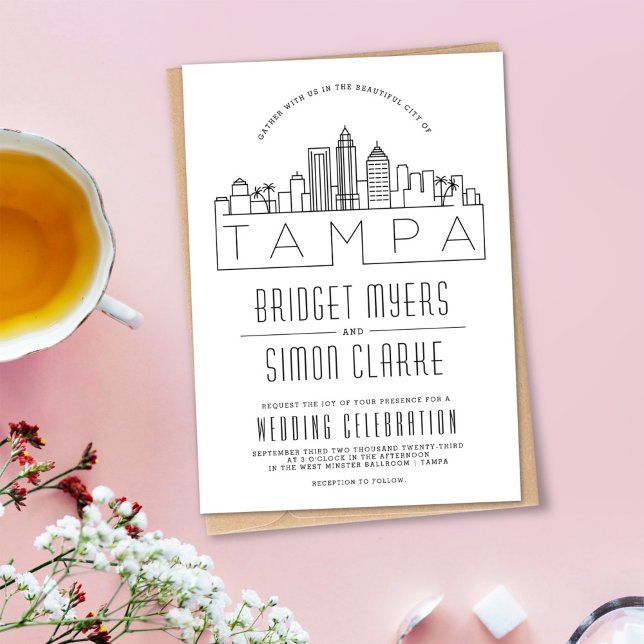 Tampa, Mariage FL | Invitation Skyline stylisée (Créateur téléchargé)