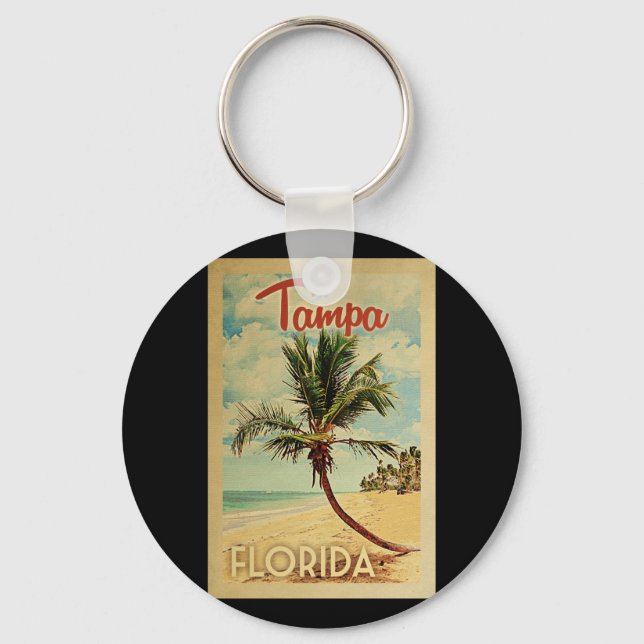 Tampa Palm Tree Vintage Travel Keychain (Front)