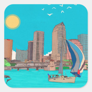 Tampa Skyline Florida USA Square Sticker