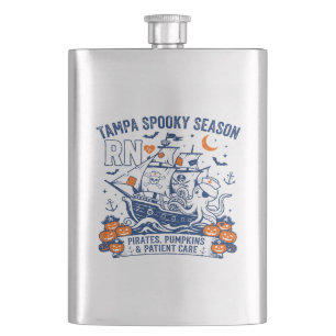 Tampa Spooky Season Pirates Pumpkins Patient Care Hip Flask