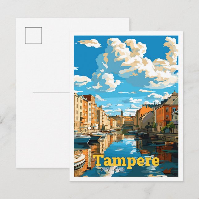 Tampere Finland Travel Vintage Illustration Postcard (Front/Back)