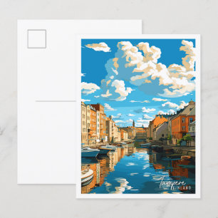 Tampere Finland vintage travel illustration Postcard