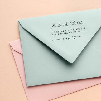 Tampon Adresse Noms de Couple Elegant Script