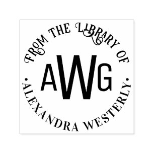 Tampon Auto-encreur 3 Lettre initiale Monogramme #1 Nom du livre de bi