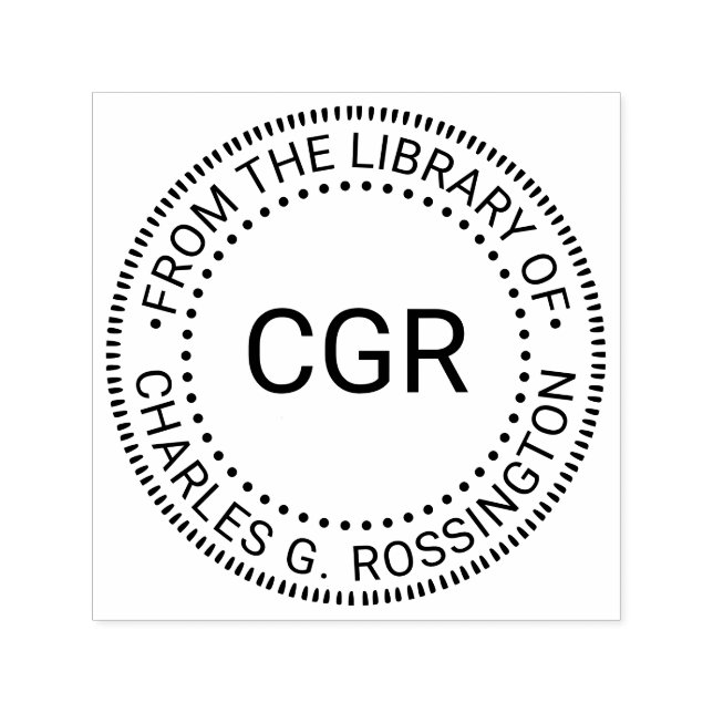 Tampon Auto-encreur 3 Monogramme initial "de la bibliothèque de" Nom d (Design)