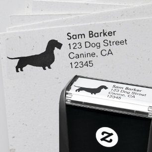 Tampon Auto-encreur À poils durs Dachshund Chien Silhouette Adresse de