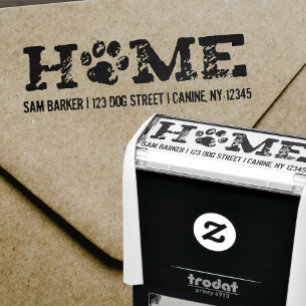 Tampon Auto-encreur ACCUEIL Amoureux des chiens - Empreinte de patte -