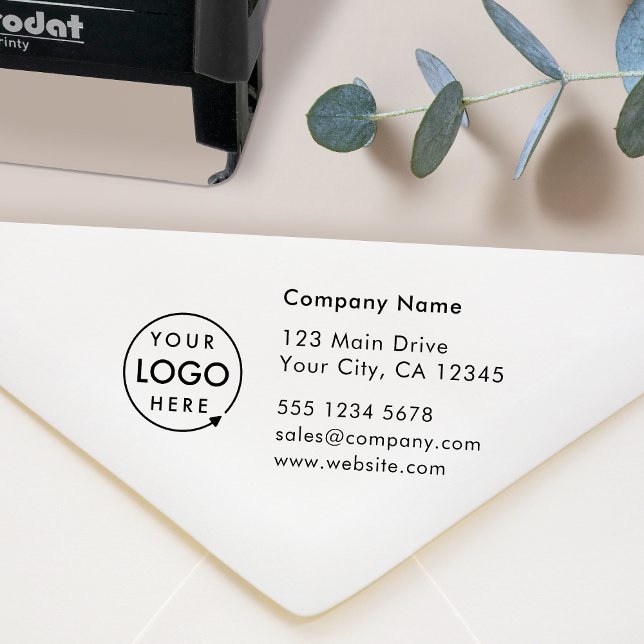 Tampon Auto-encreur Address | Logo professionnel moderne (Business logo return address stamp by Guava, perfect for small business branding and packaging)
