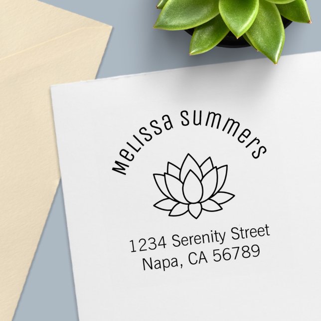 Tampon Auto-encreur Adresse Arrière Lotus Flower (Créateur téléchargé)