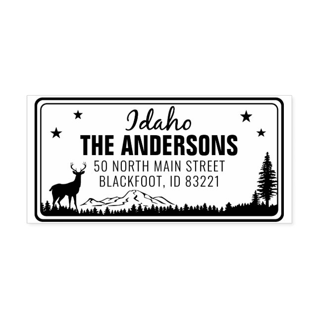Tampon Auto-encreur Adresse de la plaque de licence d'état Idaho perso (Design)