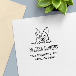 Tampon Auto-encreur Adresse de l'animal de compagnie Corgi Dog