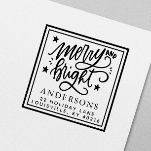 Tampon Auto-encreur Adresse de Noël Joyeuse Et Lumineuse
