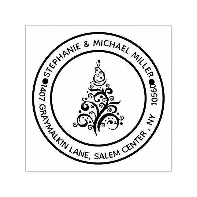 Tampon Auto-encreur Adresse de retour Arbre de Noël Moderne (Design)