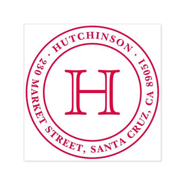 Tampon Auto-encreur Adresse de retour arrondie du monogramme classique (Design)