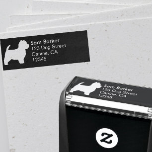 Tampon Auto-encreur Adresse de retour blanche de Terrier de montagne