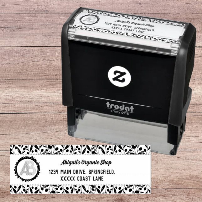 Tampon Auto-encreur Adresse de retour d'affaires Logo de l'entreprise (Créateur téléchargé)