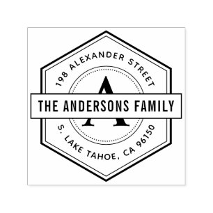 Tampon Auto-encreur Adresse de retour de famille ronde de logo