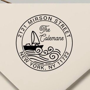 Tampon Auto-encreur Adresse de retour de famille vintage tirée à la ma