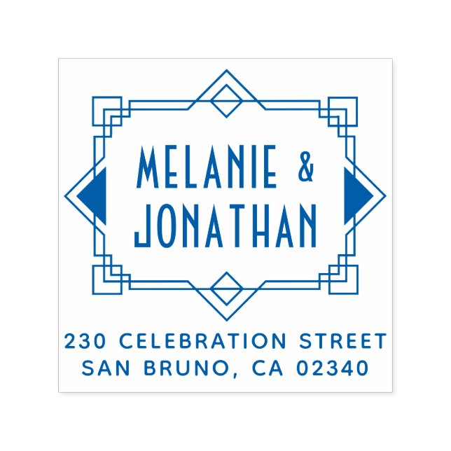 Tampon Auto-encreur Adresse de retour de frontière du Mariage Art Déco (Design)