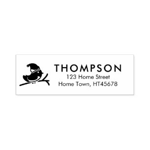 Tampon Auto-encreur Adresse de retour de Holiday Robin
