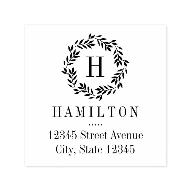 Tampon Auto-encreur Adresse de retour de la couronne de monogramme Tim (Design)