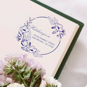 Tampon Auto-encreur Adresse de retour de la couronne vintage violette 