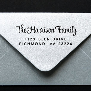 Tampon Auto-encreur Adresse de retour de la famille de scripts élégant