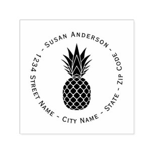 Tampon Auto-encreur Adresse de retour de l'ananas noir Timbre auto-enc