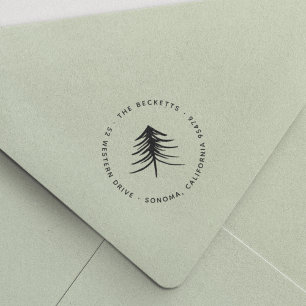 Tampon Auto-encreur Adresse de retour de l'arbre à pin d'hiver moderne