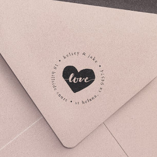 Tampon Auto-encreur Adresse de retour de Love Heart