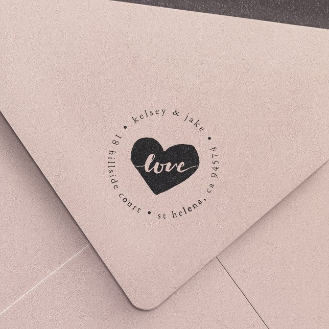 Tampon Auto-encreur Adresse de retour de Love Heart (Créateur téléchargé)