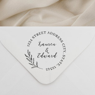 Tampon Auto-encreur Adresse de retour de mariage à feuillage élégant