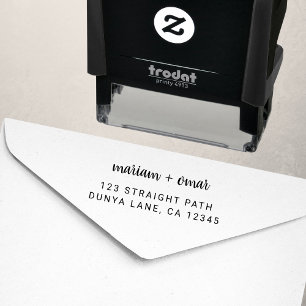 Tampon Auto-encreur Adresse de Retour de Mariage avec Écriture Minimal
