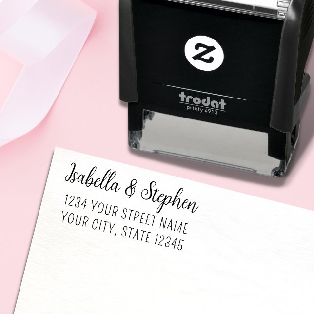 Tampon Auto-encreur Adresse de retour de mariage de couple minimal mod (Créateur téléchargé)