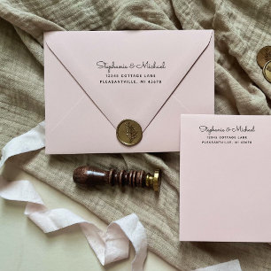 Tampon Auto-encreur Adresse de retour de mariage en écriture rétro à l