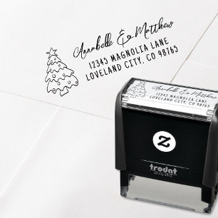 Tampon Auto-encreur Adresse de Retour de Noël Dessinée à la Main
