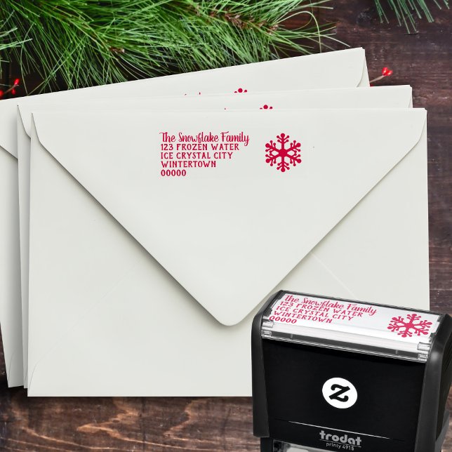 Tampon Auto-encreur Adresse de retour de Noël Flèche de neige simple (A classic Snowflake Return Address Self Inking stamp for all your holiday address stamping needs)